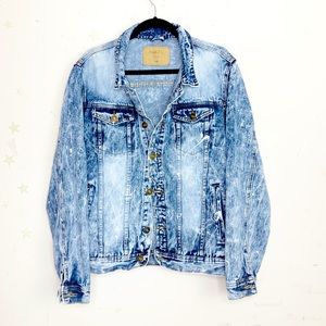 Rue 2 White Paint Splatter Denim Jacket 